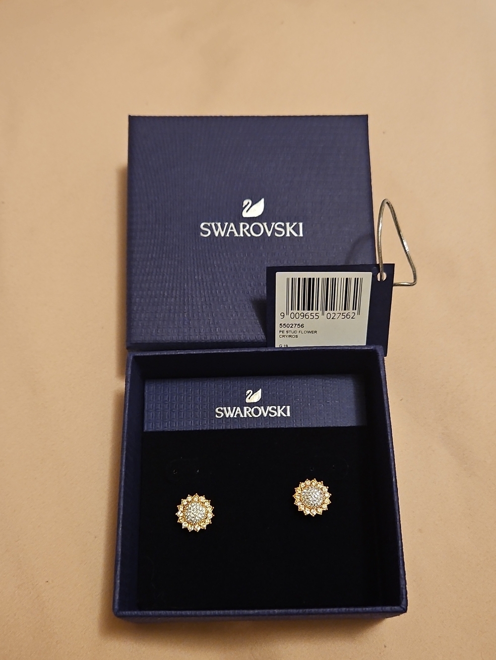 Swarovski Gold Sunburst Crystal Stud Earrings